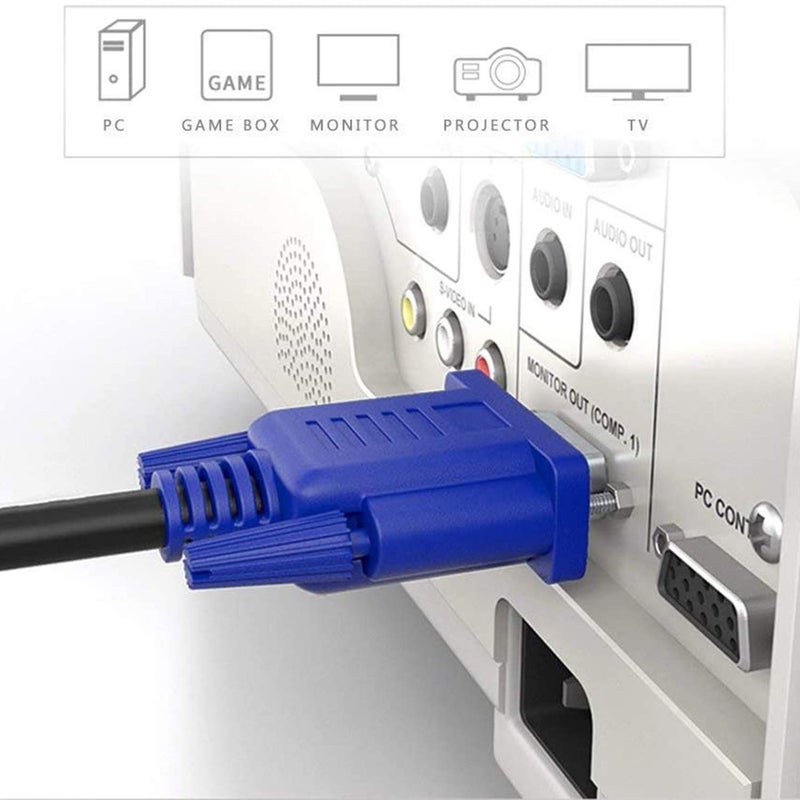 PASOW كابل شاشة VGA إلى VGA HD15 ذكر إلى ذكر للتلفاز والكمبيوتر والبروجيكتور (1.5 قدم) - Image 3
